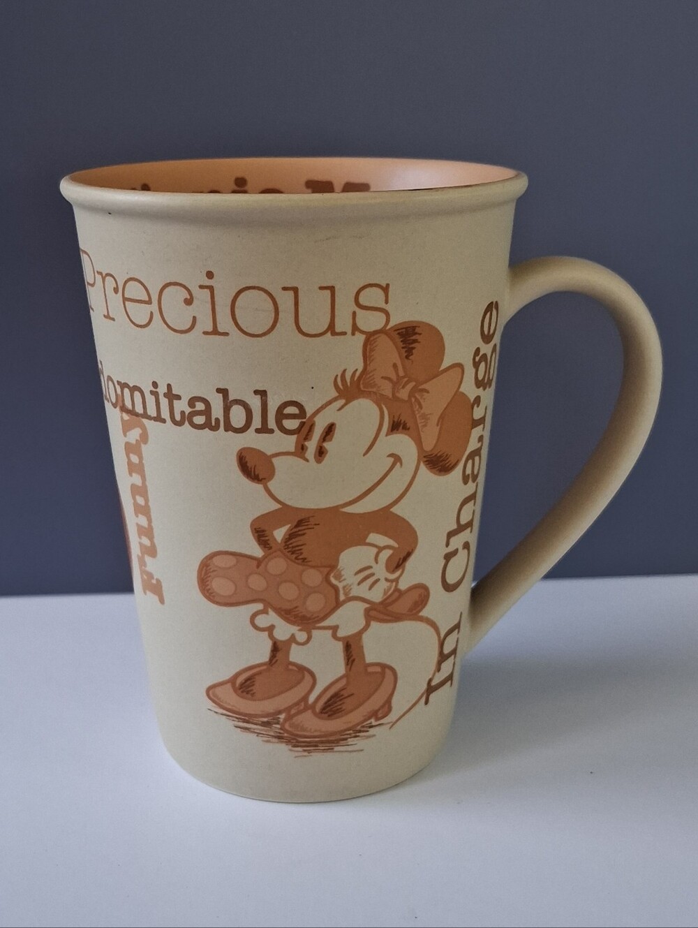 Disney Minnie Mouse Beige and Peach Ceramic Mug